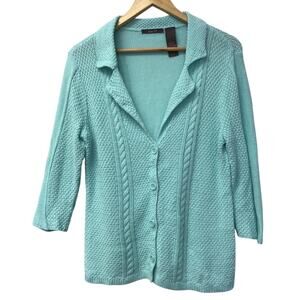 Hearher B Sweater Womens Medium Cardigan Blue